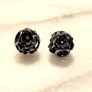 Pandora Retired Open Work Enamel and CZ Floral Charm